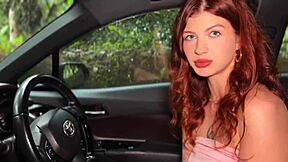 i gave the best blowjob in the car to this cute redhead teen with dirty talk