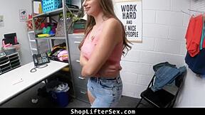 Security officer spots shoplifter who ran away from home and strips her in office for punishment