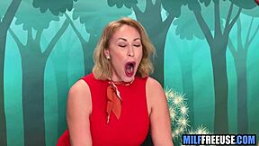 Blonde Milf and Teen 18+ Engage in Deepthroat Blowjob and FFM Group Fucking on Sesame Street Movie Set