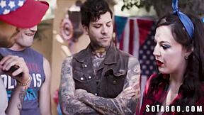 whitney wright joined the stepfamily barbeque that turned into a wild gangbang. she took double penetration from horny guys in rough hardcore action.