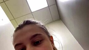 Experience this incredible public fucking session in the gym with a teen's big natural tits!