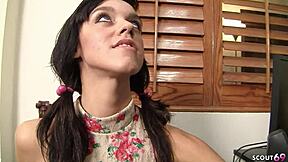 Black monster cock stretches dirty petite teen with small tits after lesson, adding rimjob and massive facial in interracial action