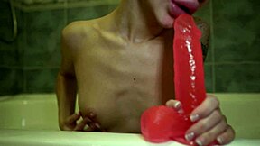 Sexy bitch masturbates huge rubber cock in wet vagina passionately