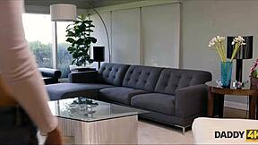 In a casual tale, teen sweet ginger sucks old dick to get money for the rent from daddy4k