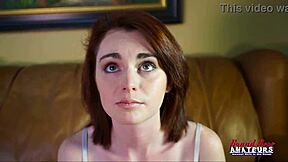 curious redhead coed explores her smooth shaved body using a toy for solo pleasure