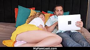 A secret family sex unfolds as cute teen RIDES monster cock in DOGGYSTYLE taboo fantasy