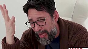 Boss goes from tit fucking to deepthroat with his big tits Asian secretary in the office.