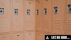 I watch rival cheerleaders coco lovelock and pixie small fake a feud that turns into rough lesbian sex with scissoring and pussy licking in the classroom