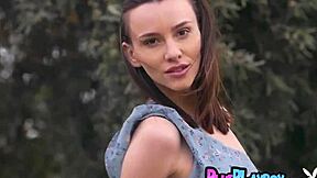 Slim Milf Adel Morel Poses Outdoor As Small Tits Babe Exposes Hot Body