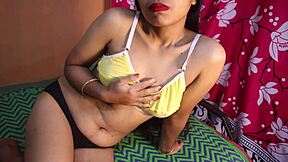 Chubby Indian girlfriend rides boyfriend's big cock in cowgirl after hairy pussy licking and dirty talk foreplay.