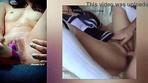 Skinny teen babe with small waist feels intense pleasure masturbating with vibrator