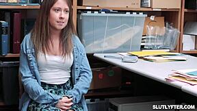 Shoplifter selena love takes hard fucking from officer jack vegas with blowjob and doggystyle to avoid jail time