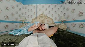 vr conk teen blonde cinderella in cosplay dress sucks and rides huge monster cock in pov parody