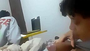 I head to my uncle's house for a visit and things heat up in my cousins' room with petite latina action