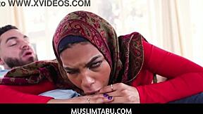 I see my arab stepsister in hijab prepping for arranged marriage with blowjob and fuck in pov