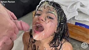 No mercy extreme rough session for tiny anal slut michy perez with deepthroat and pukefest