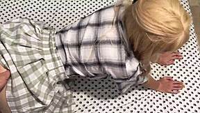 Stepdad's POV Captures Rough Missionary and Doggystyle Sex with Blonde Stepdaughter in Bedroom, Featuring Old and Young Orgasm on Creaky Bed