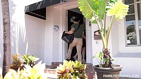 Latin teen 18+ gets perved on by her stepuncle, leading to blowjob and masturbation action.