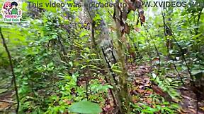 Thai teen, we're walking in forest but suddenly you're fucking my pussy rough outdoors