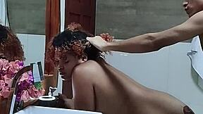 hot latina, want this cumshot in the hotel bathroom?