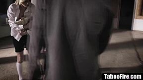 Slutty Teen 18+ Gets Fucked Hard in Threesome by Homeless Guy