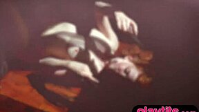 Tiny ginger beauty strips to show petite nude body and big ass