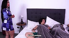 Big-bottomed Brazilian milf invites muscular neighbors to share her bed for a satisfying fuck. The curvy mature brunette moans in pleasure.