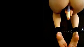 Asian teen bound tight for extreme pussy masturbation session  