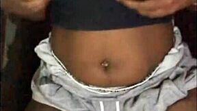 Next door ebony milf flashes saggy tits and big ass in shorts. Preview of her puffy nipples and mature pussy action.