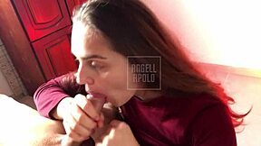 loirinha rabuda with natural tits gives sloppy blowjob and gets cum on small tits