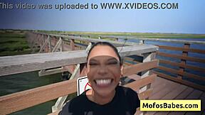 Sexy Ebony Teen Rubs Clit and Shows Big Boobs in Car!