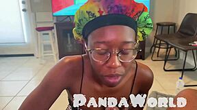 So this ghetto ebony slut in a bonnet is all over my big black cock, worshipping it like a total whore.