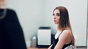 So this blonde teen gets fingered by her stepmom's boss in a hot lesbian scene