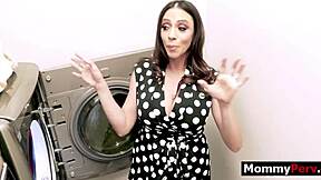 Step Mom With Huge Tits Fucks Stepson Hard During Laundry With Titty Fuck And Blowjob!