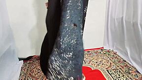 Arabic Sexy Hot Girl Dancing Erotically In Black Hijab At Home