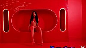 skinny teen ashlyn chere casually flashes pierced nipples in playful solo striptease