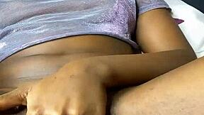 watching my sexy slutty ebony teen 18+ STEP SISTER FINGER FUCKING her wet pussy in doggystyle pose