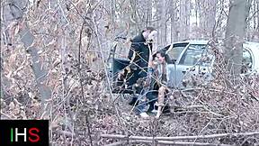 this cute blonde slut gets sublime anal in the woods with doggystyle and rimjob in the car 😏