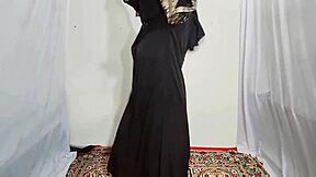 Arabic Sexy Hot Girl Dancing Erotically In Black Hijab At Home