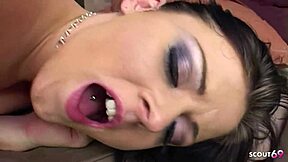 Blue eyes beauty Sophie Dee with big ass and saggy tits squirts in deep anal casting