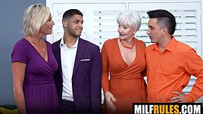 Nanas swap sloppy cum after hardcore blowjob and fucking with DD White Stevie K Mike Ox Casey Conrad