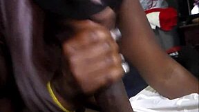 this girl with big natural tits and curvy body gives blowjob and handjob to big black cock