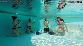 couple films eva sasalka and jason fucking underwater with another couple in pool 😍