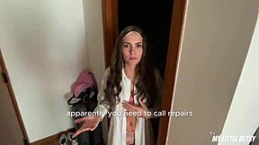 Hot neighbor came for help but left with cum in her mouth.