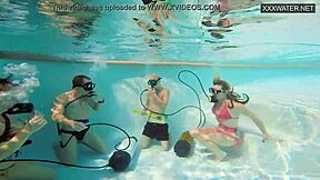 couple films eva sasalka and jason fucking underwater with another couple in pool 😍