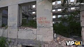 Girlfriend, why are you letting this old guy fuck your tight Russian pussy in outdoor anal while I watch as cuckold?