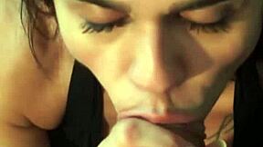 behind the scenes, cute brunette teen pornstar teases the director with deepthroat blowjob until he gives her a facial cumshot on set