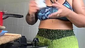 uhh i think this married woman records cooking videos but really she's just flashing her swollen pussy everywhere