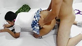 hey, this sweet young schoolgirl gets recorded taking hard cock deep in her tight virgin pussy