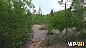 Girlfriend, why are you letting this old guy fuck your tight Russian pussy in outdoor anal while I watch as cuckold?